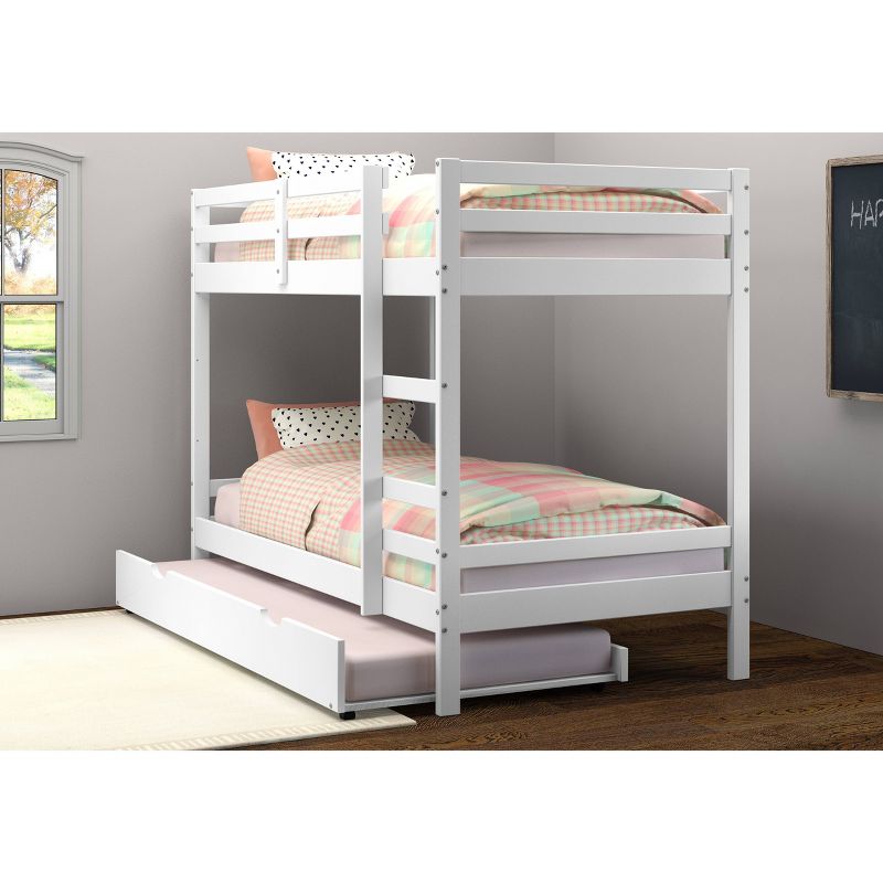 Twin/Twin Bellaire Bunk Bed with Trundle Bed White - Donco Kids