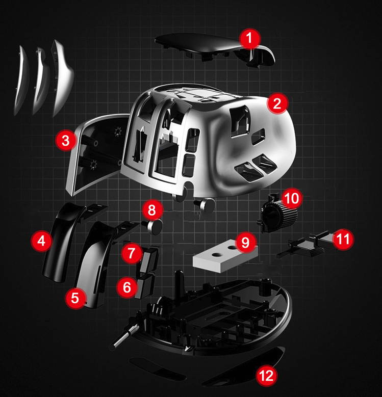 AULA S10 Ergonomic Design, Cool Exterior Wired 4000DPI 8-button Gaming  Mouse For Office And Game, Adjustable Grip Style,7 Breathing Light Modes -Pearl White