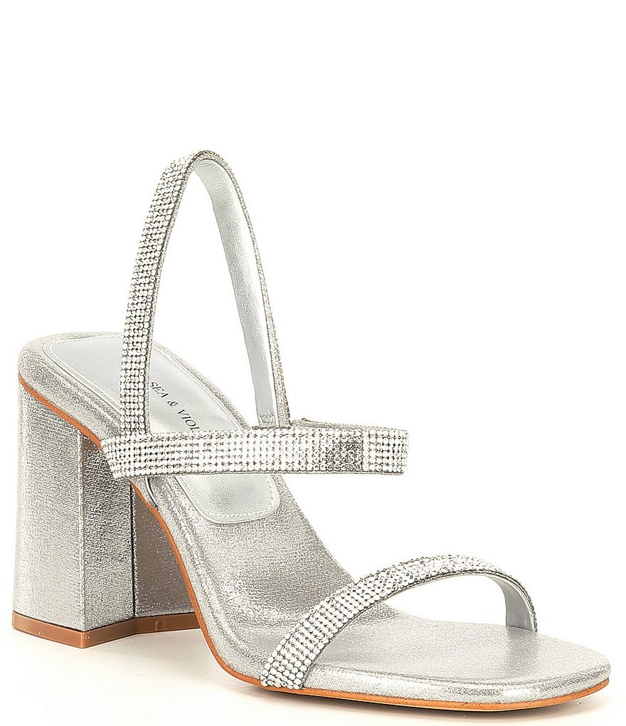 Chelsea & Violet Girli Rhinestone Embellished Block Heel Dress Sandals