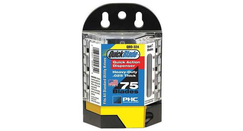 PACIFIC HANDY CUTTER, INC QBD324 Utility Blade w/Dispenser,3/4 In. W,PK75