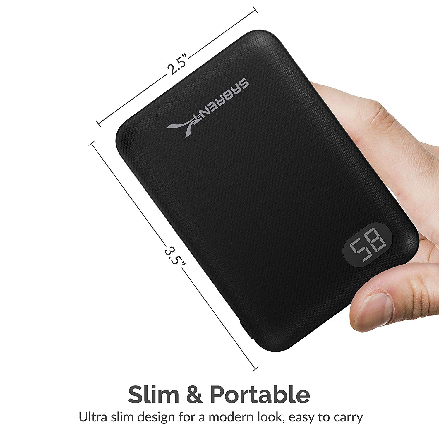 Sabrent 10000 mAh Mini Power Bank Portable Charger - One Cable Solution (PB-YS10)