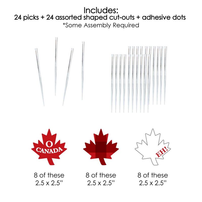 Big Dot of Happiness Canada Day - Dessert Cupcake Toppers - Canadian Party Clear Treat Picks - Set of 24