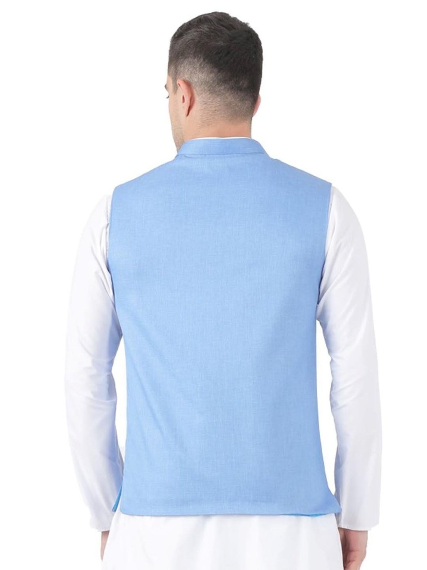 TAHVO Light Blue  Slim Fit Nehru Jacket