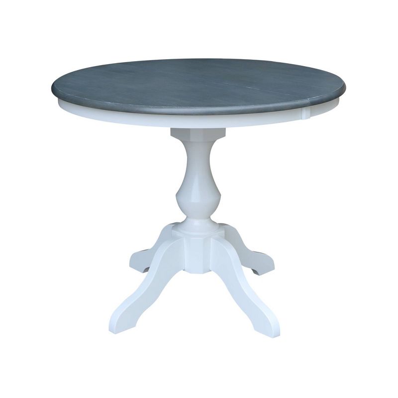 Kent 36" Round Top Dual 12" Drop Leaf Dining Table White/Heather Gray - International Concepts