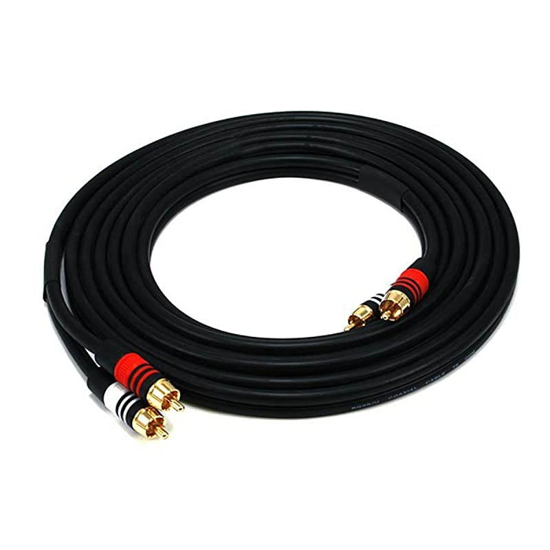 102865 12Feet Premium 2 RCA Plug to 2 RCA Plug 22AWG Cable Black