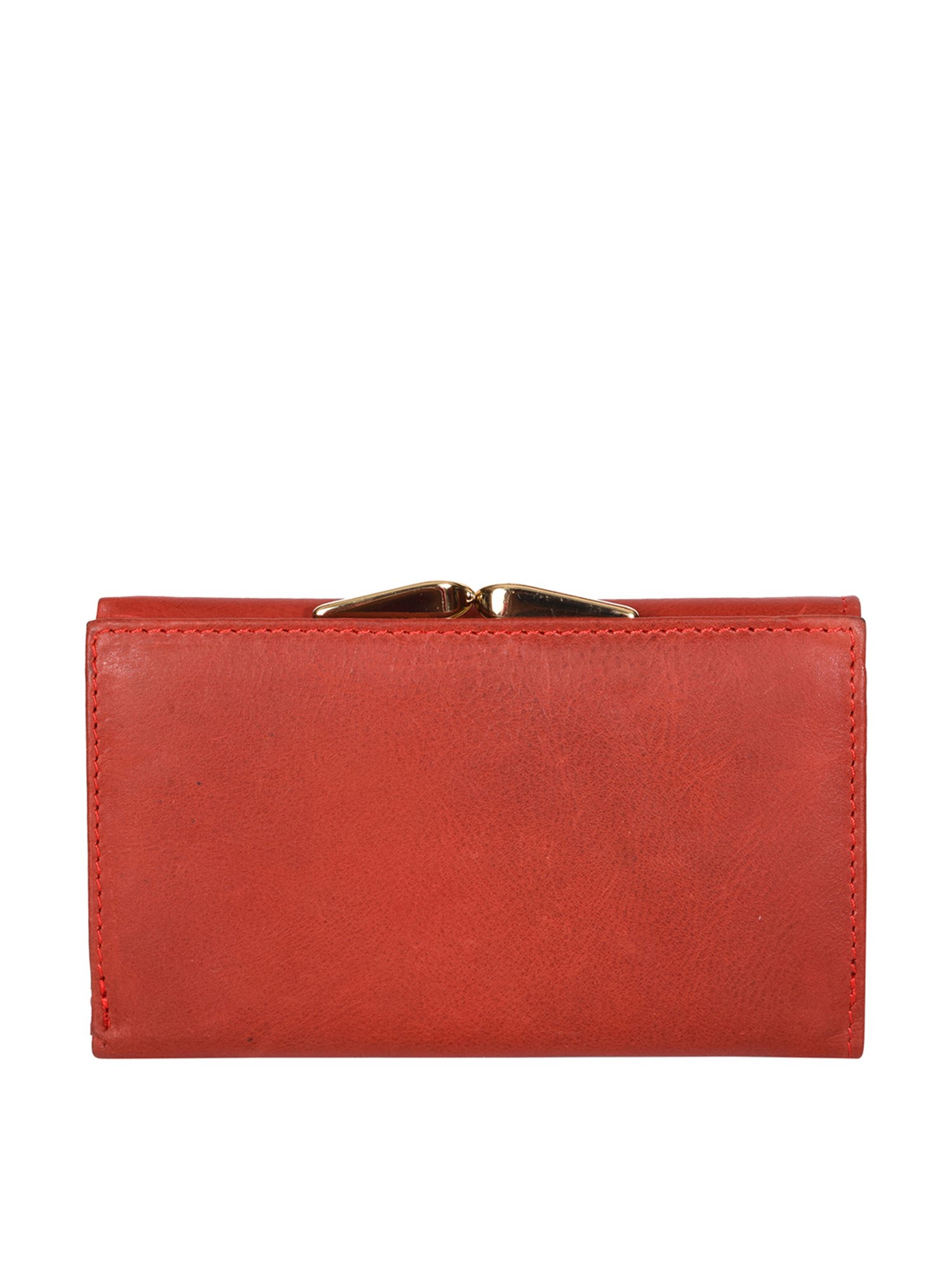 SASSORA Red Solid Rfid Tri-Fold Wallet for Women