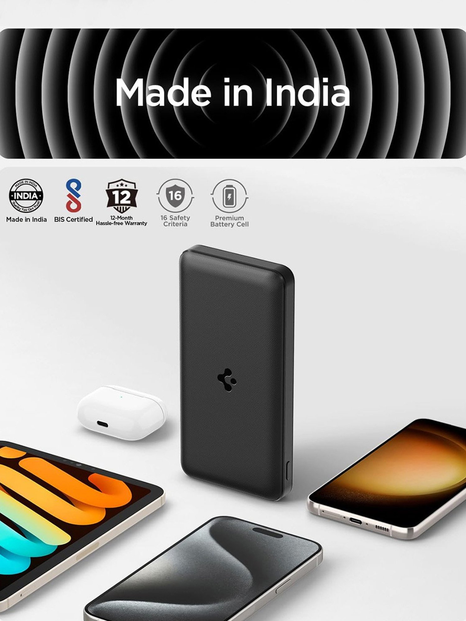 Spigen 20000 mAh, 22.5W Fast Charging Power Bank with 20W for 2 USB C Ports (Black)