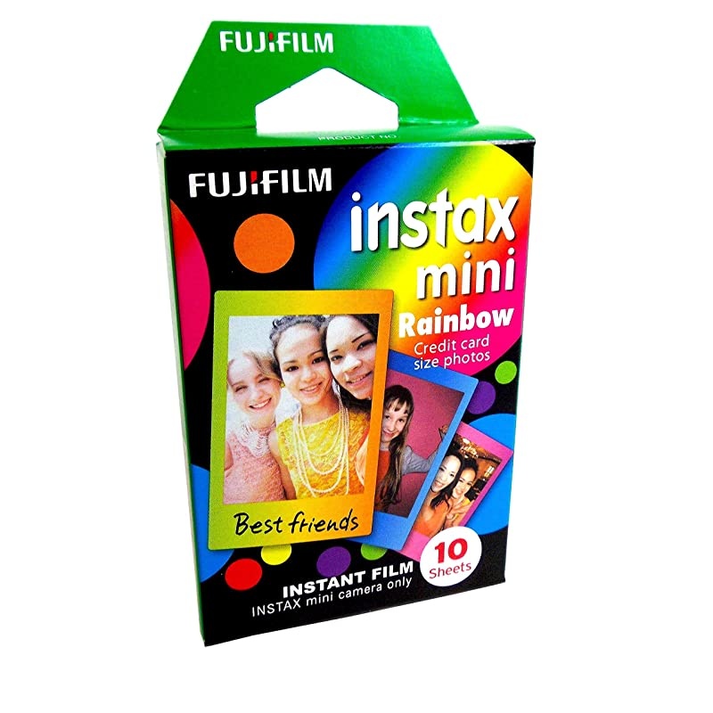 Instax Mini 70 Instant Film Camera Icy Mint and Instax Mini Rainbow Film Value Pack 10 Images