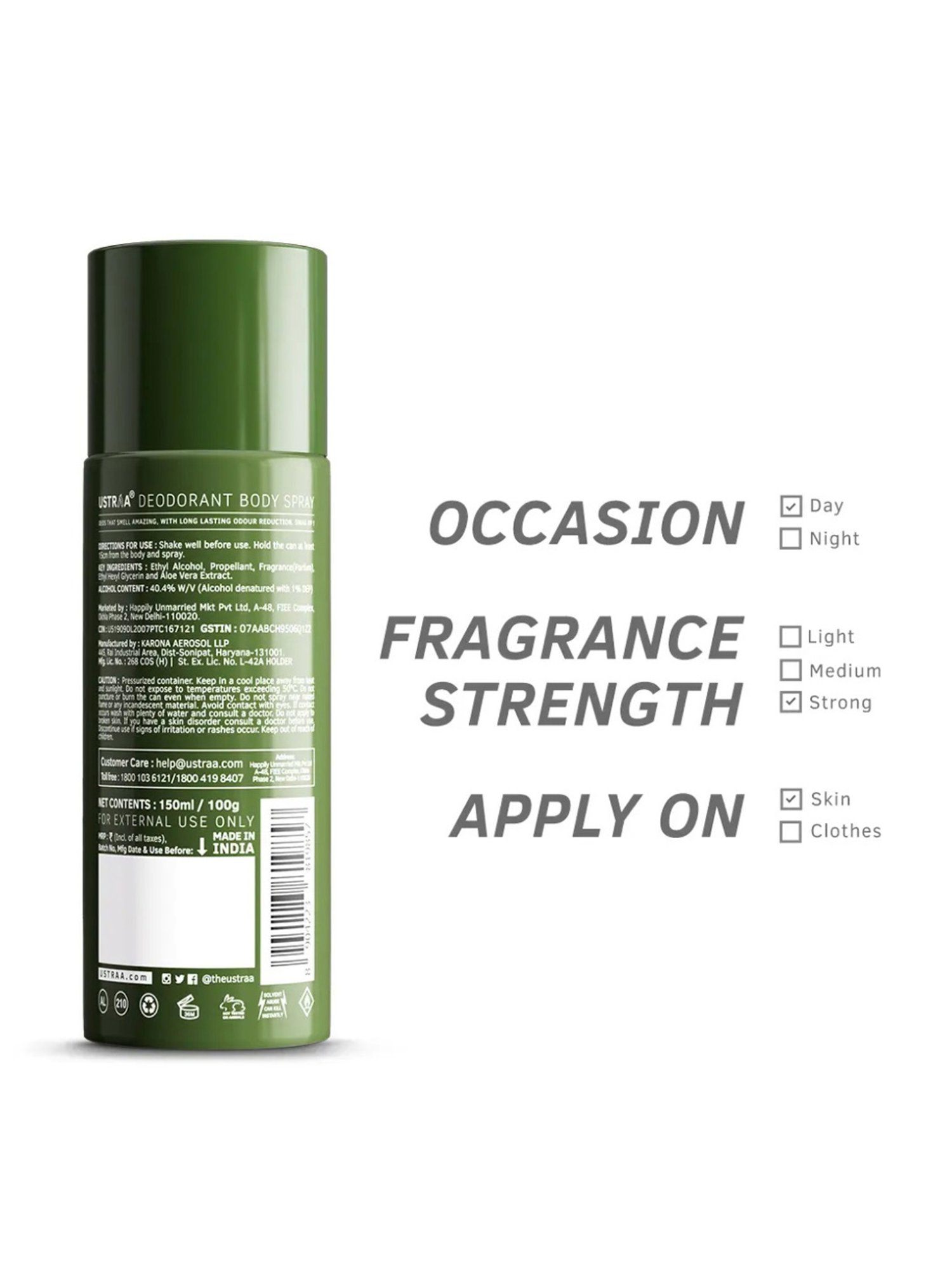 Ustraa O.G Deodorant & Face Mask Oily Skin - Set of 2