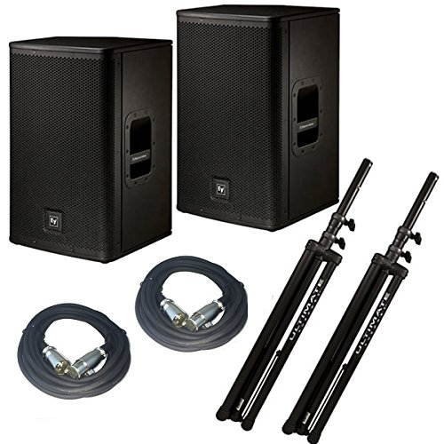 EV Electro Voice CActive PA Speaker PAIR w/ Ultimate Support Stands + 20' XLR Cables