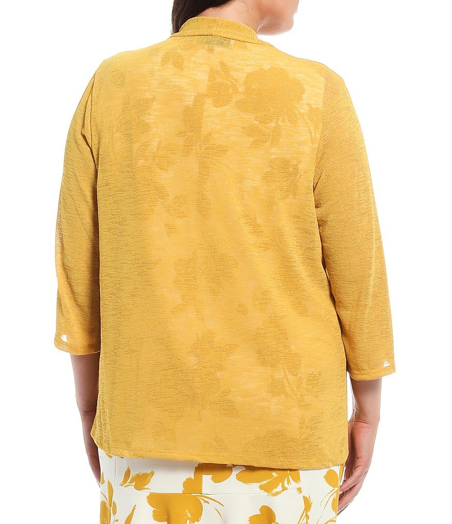 Kasper Plus Size Stretch Crepe Stand Combo Collar One Button Jacket