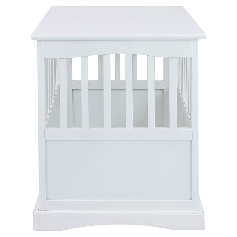 Casual Home Solid Wood Lockable Gate Door Pet Crate and End Side Table, White