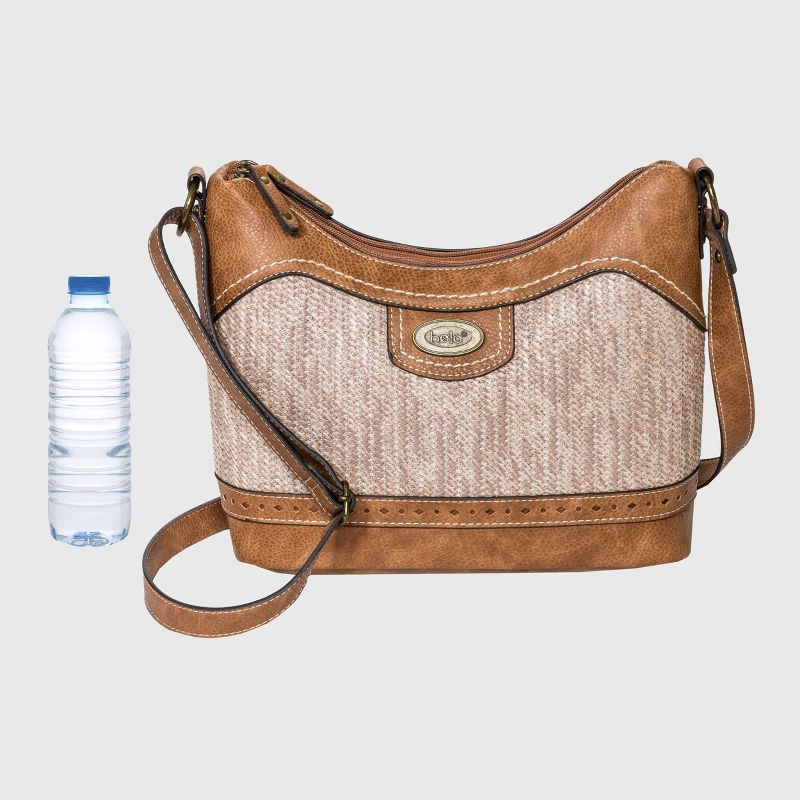 Bolo Basket Weave Straw Shoulder Handbag - Brown