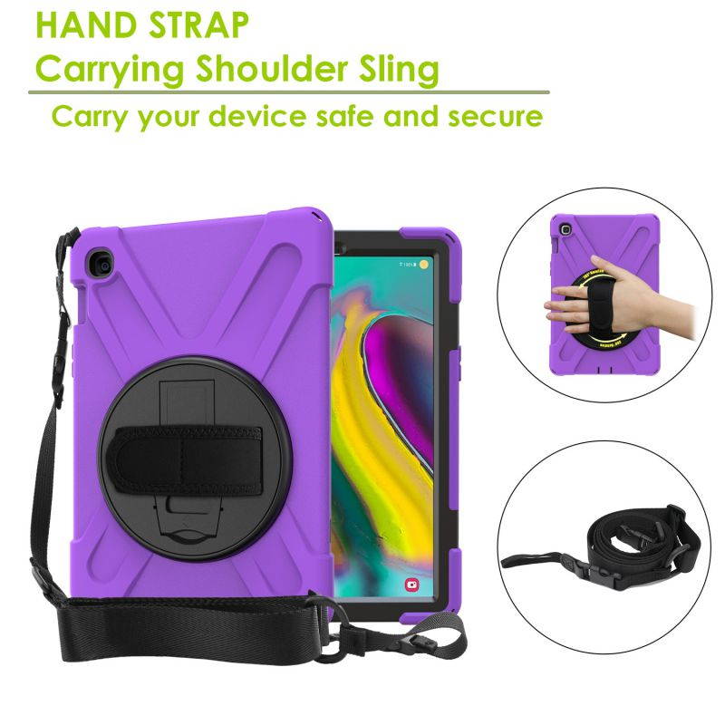 Galaxy Tab A 10.1 Case, Fits 2019 T510/T515 Shockproof Heavy Duty Shield Case Kickstand, Shoulder Strap Sling, Hand/Palm Strap For Samsung Galaxy Tab A 10.1 (2019) SM-T510 / SM-T515 (Red)