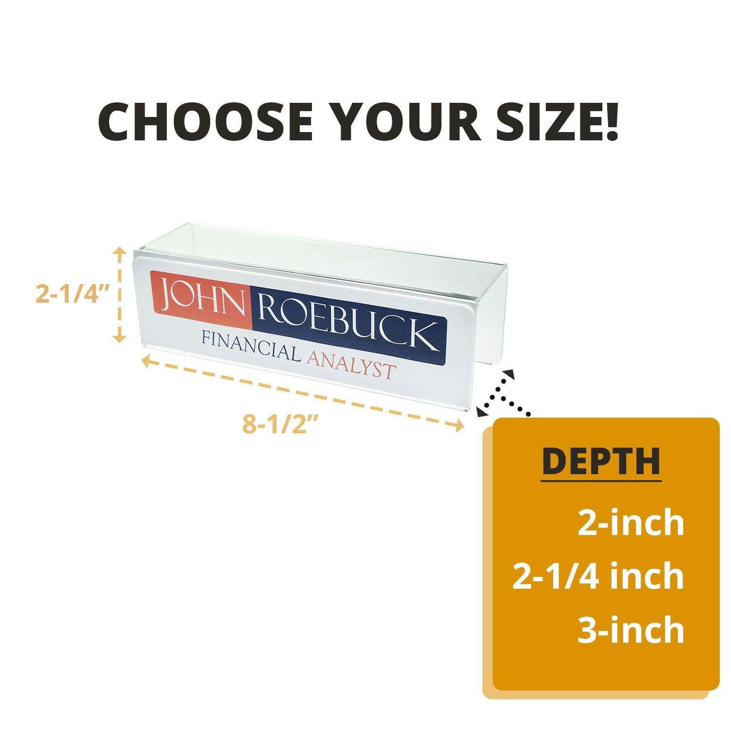 Source One Deluxe Clear Acrylic Cubicle Sign Holder & Name Plates 3 Sizes Available (3 Inch Hook, Name Plate)