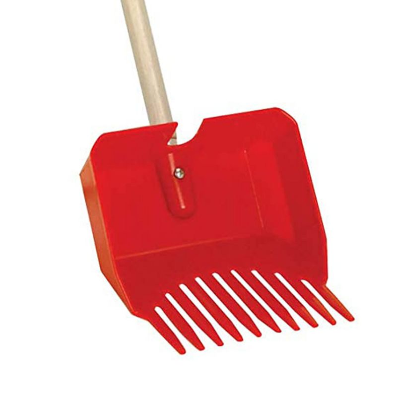 Little Giant Easy Scoop Pet Lodge Outdoor Pooper Scooper for Dog or Puppy Waste Removal with Durable Wooden Handle and Basket, Red