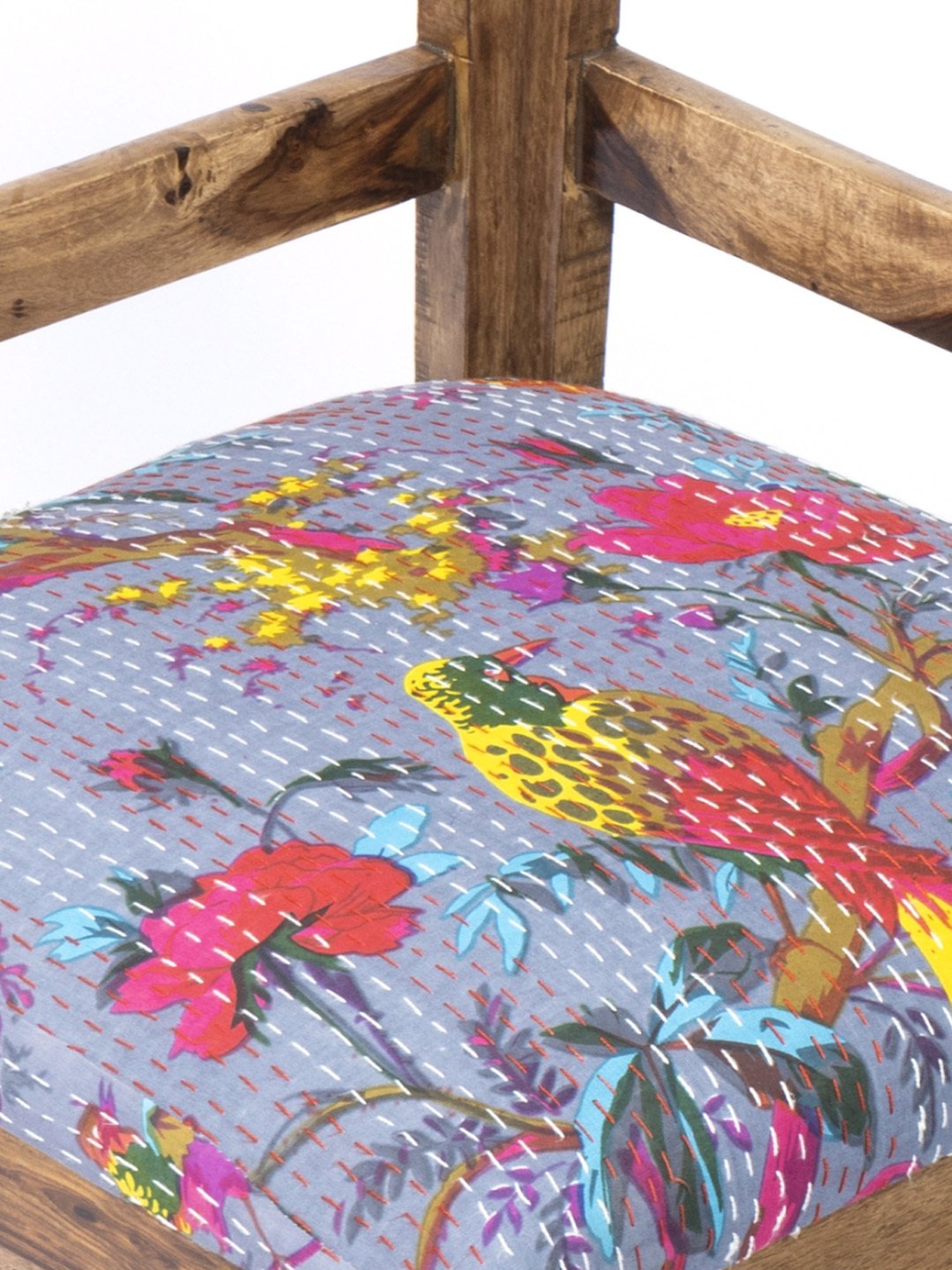 Ikiriya Kingston Printed Brown & Blue Wood 4 Seater Dining Table Set Teak Finish