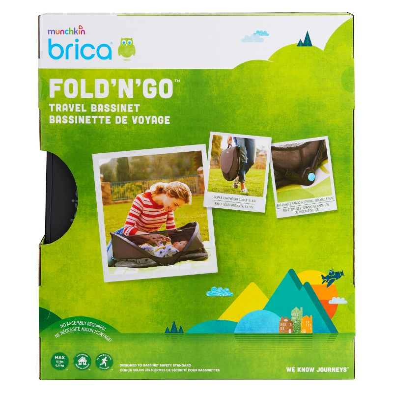 Munchkin Brica Fold N' Go Travel Bassinet - Gray