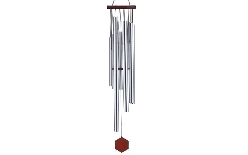 Roman 37" Hand-Tuned Triple Sealed Elm Wood Diamond Line Outdoor Patio Garden Wind Chime - Silver/Brown