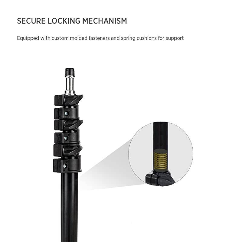 1x 76quot Photography amp Video Light Stand Kit For Lights Reflectors amp ModifiersCollapsibleSpring CushionedCarrying Bag Included