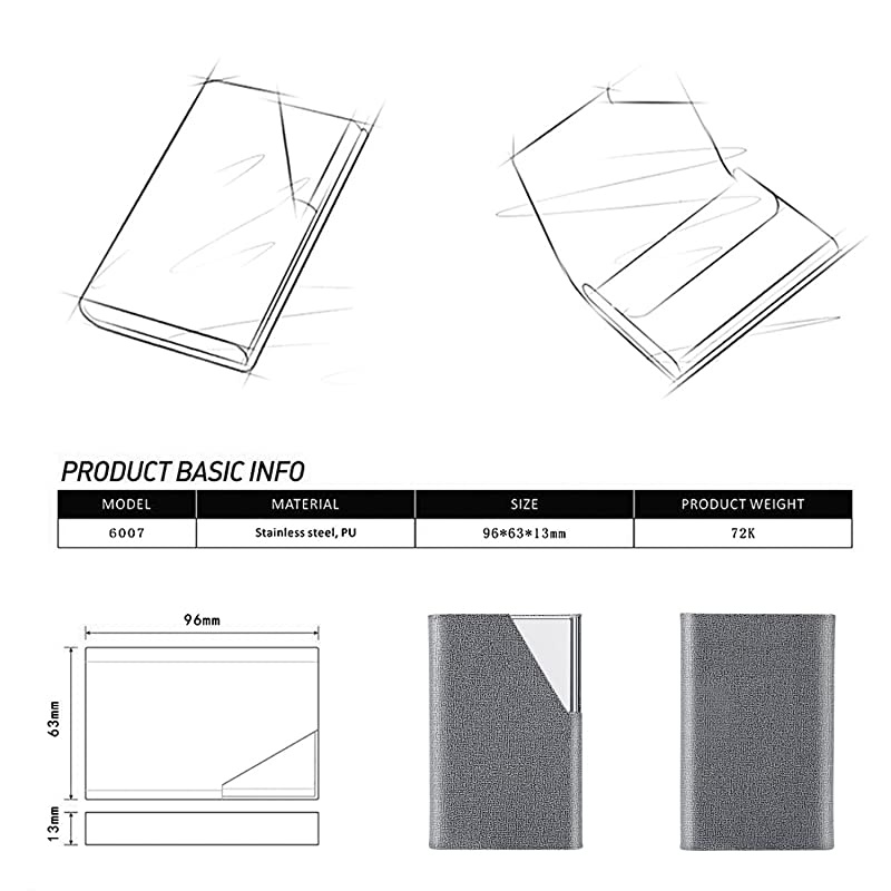 Card Holder, Metal Card Case Pocket, Card Holder for Women & Men, Professional PU Leather Card Holders Name Card Holder Purse Card Case with Magnetic Closure, Black-xbz