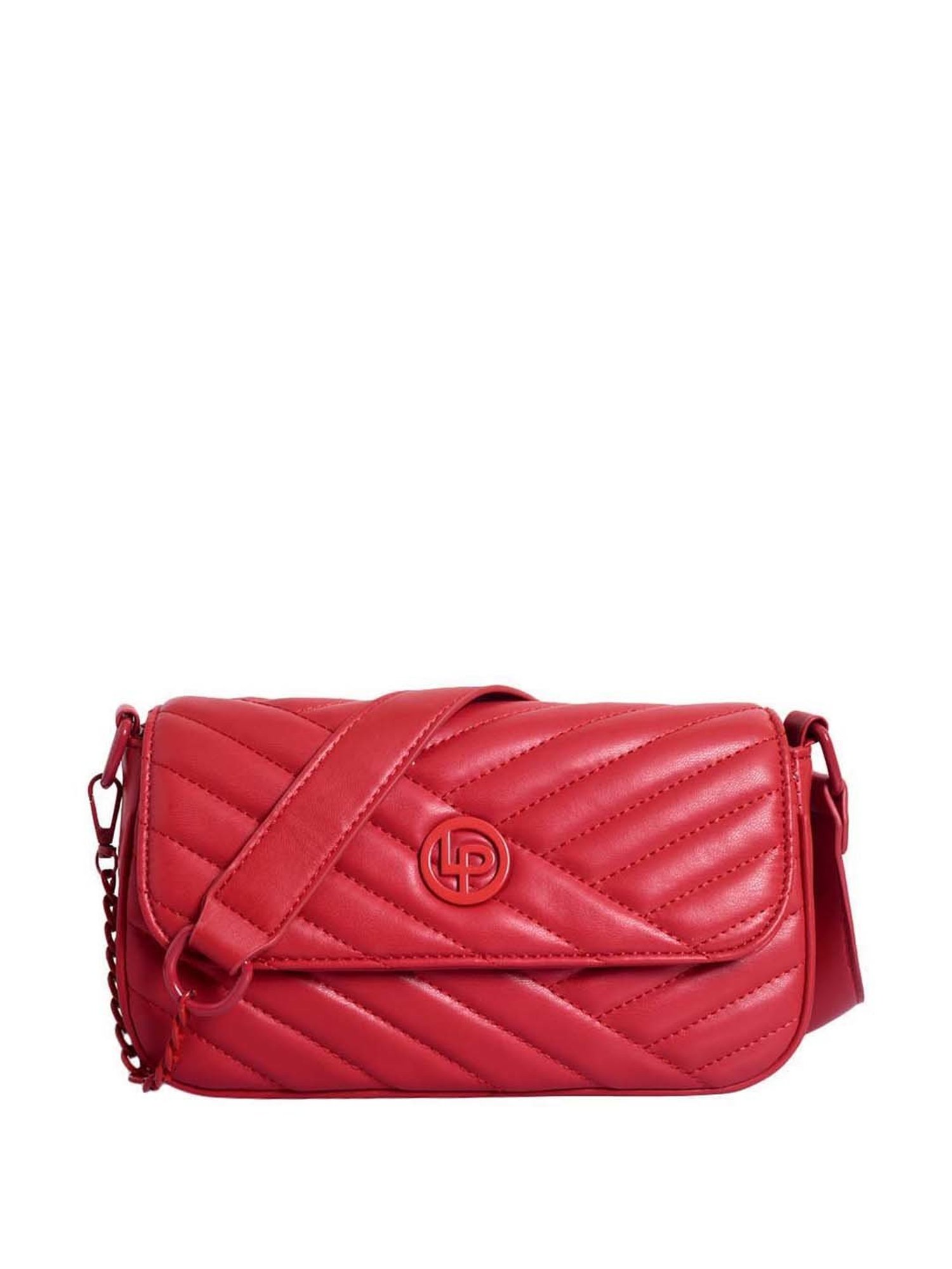 Lino Perros Red Quilted Medium Sling Handbag