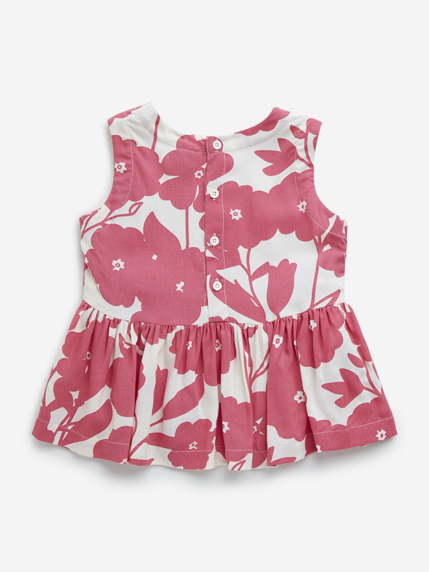 Utsa Kids by Westside Pink Floral Print Peplum Top