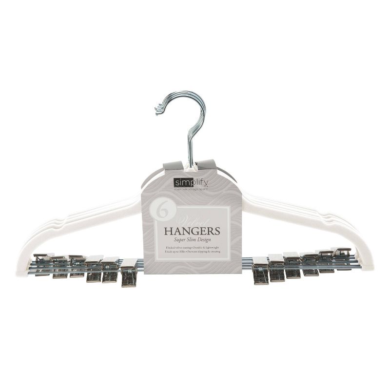 Simplify 6pk Velvet Hangers with Clips Ivory