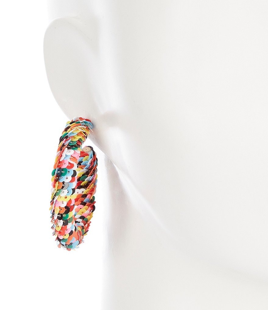 Anna & Ava Rainbow Sequin Statement Hoop Earrings