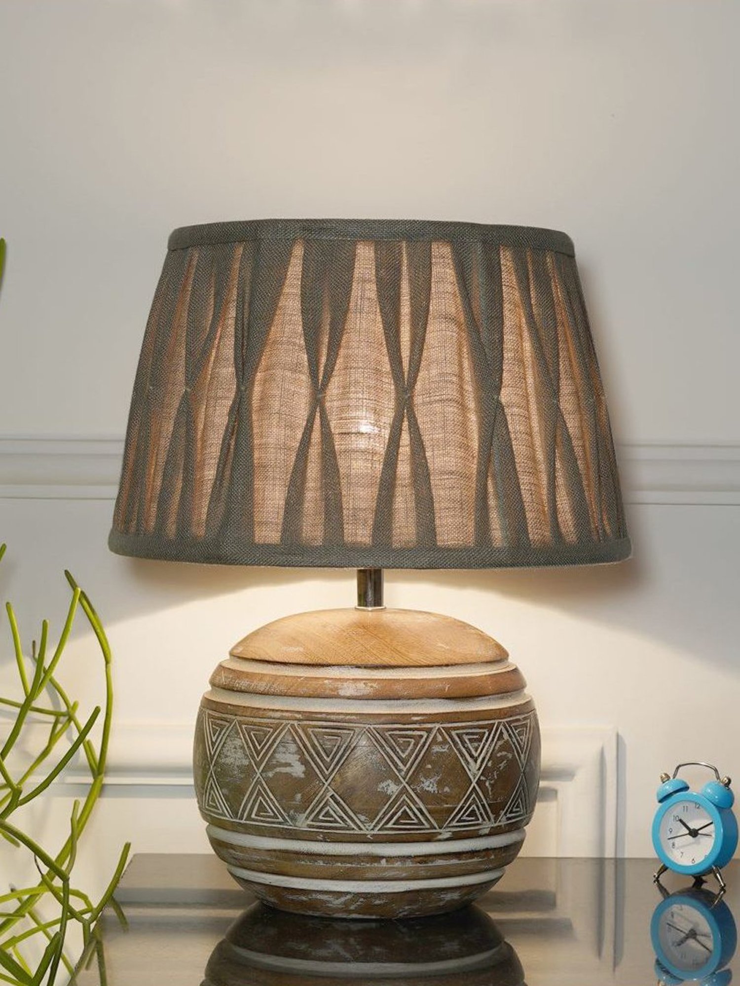 Kapoor Lamp Shades Distress White & Beige Wood Caelan Table Lamp