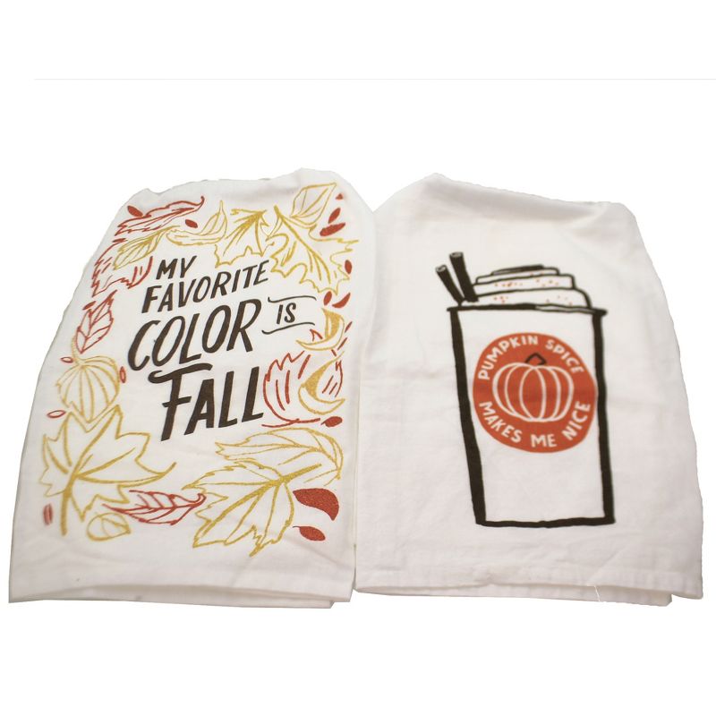 Tabletop 28.0" Pumpkin Spice & Favorite Color 100% Cotton Kitchen Clean Up Primitives By Kathy  -  Kitchen Towel