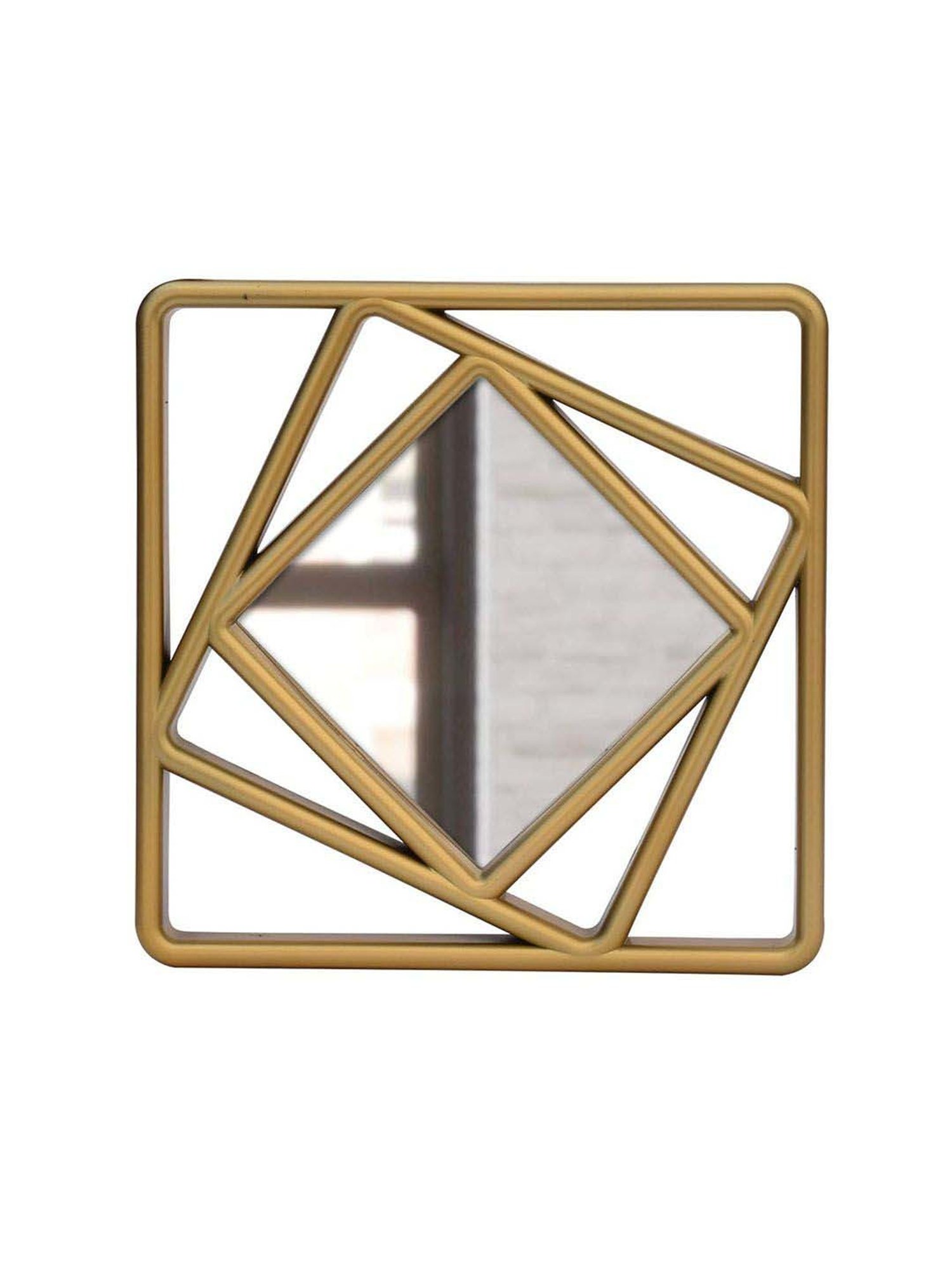 Art Street Gold Plastic Square Shape Decorative Wall Mirror - Set of 2
