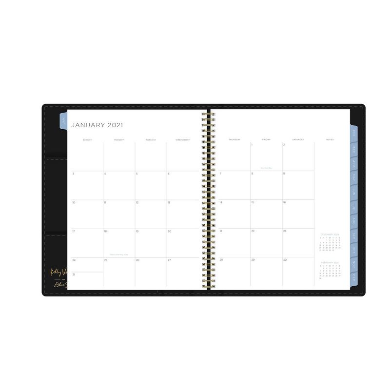2021 Planner 8.5" x 11" Faux Leather Weekly/Monthly Wirebound Refillable Black - Kelly Ventura