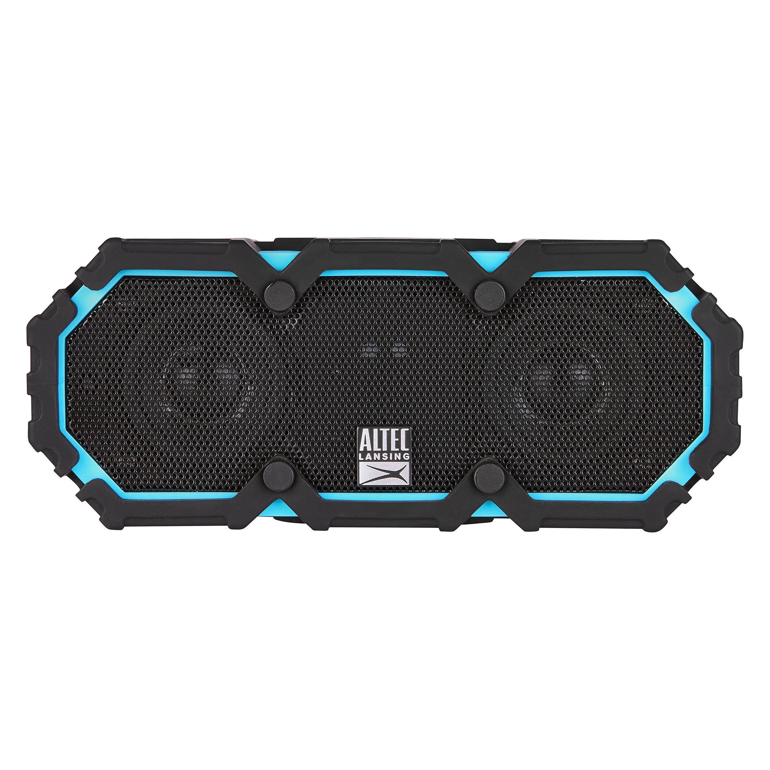 Altec Lansing iMW477 Mini Life Jacket Bluetooth Speaker Waterproof Wireless Bluetooth Speaker, Hands-Free Extended Battery Outdoor Speaker, Ultra-Portable 10ft Range, Blue/Black