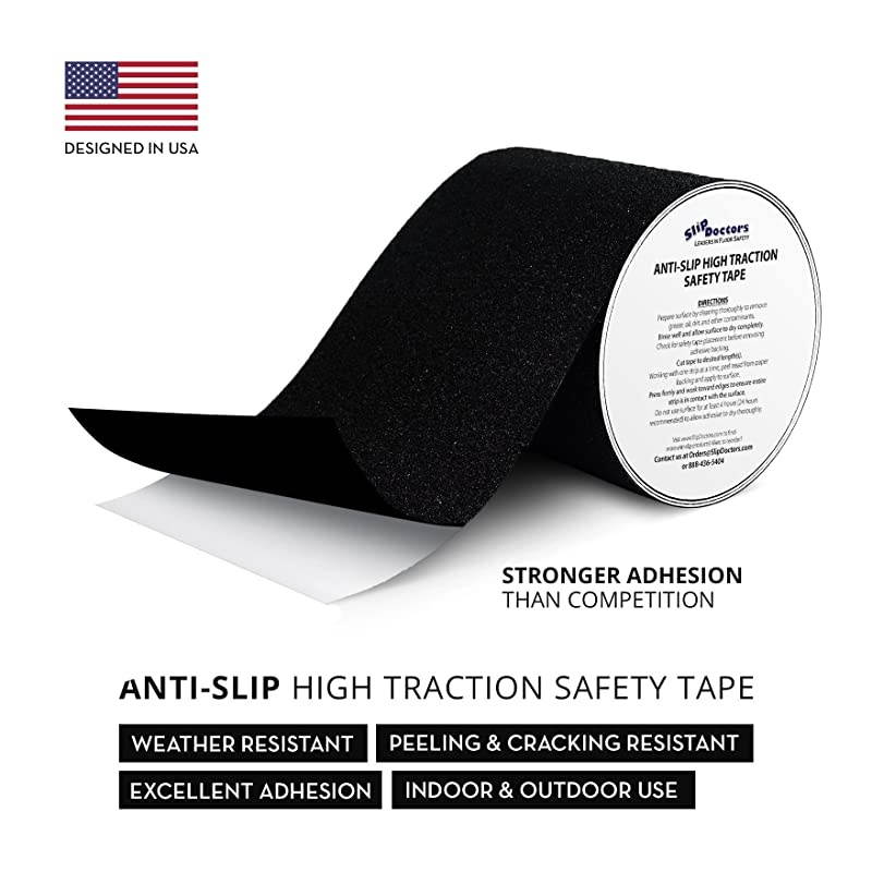 Anti Slip Traction Tape 4 x 15 FT Black 60 Grit Heavy Duty Safety Tape for IndoorOutdoor Ramps Stairs and more Strong Adhesive Non Skid Treads