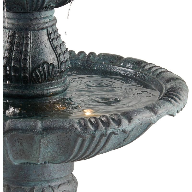 John Timberland Italian Outdoor Floor Water Fountain with Light LED 56 3/4" High 4 Tiered for Yard Garden Patio Deck Home