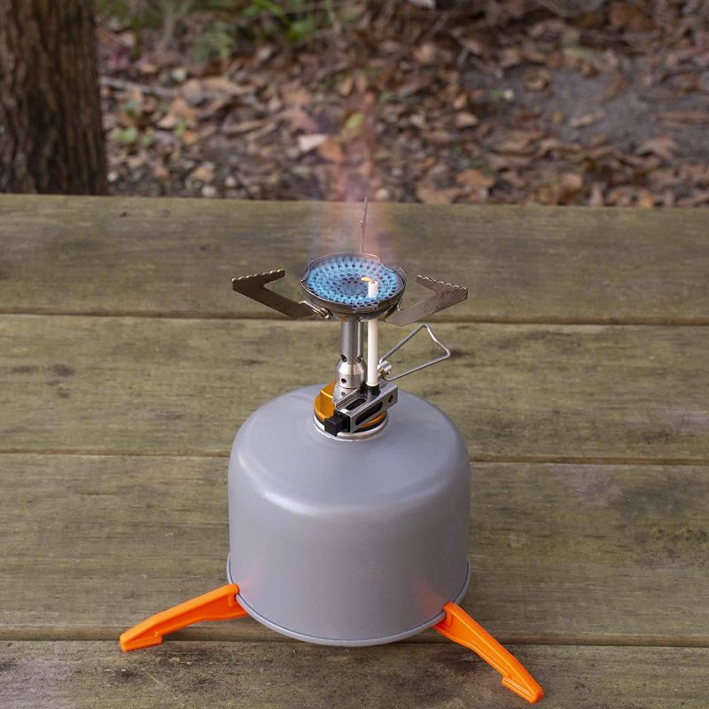 nCamp Portable Stainless Steel Outdoor Camping Stove and Gas Adapter Hose Bundle with Portable Stainless Steel Outdoor Camping Espresso Coffee Maker