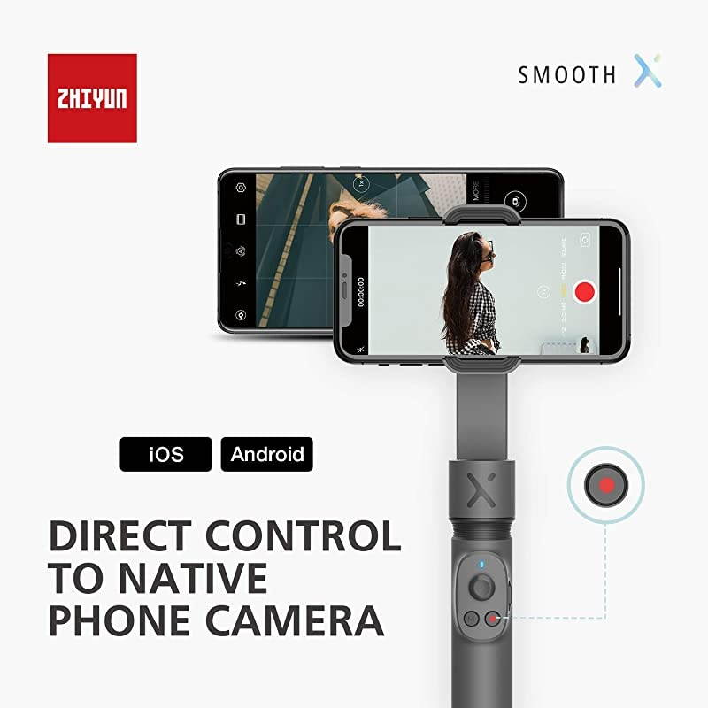 Smooth X Kit with Mini Tripod and Pouch 2Axis Smartphone Gimbal Stabilizer for iPhone 11 Pro Xs Max Xr X 8 Plus 7 6 SE Android Smartphone Samsung Cell Phone SmoothX Combo Gray