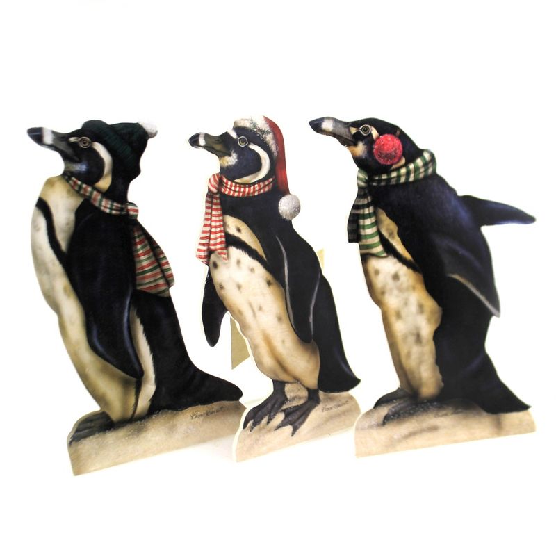 Christmas 10.0" Holiday Penguins Ornament Set/3 Lowe Dummy Board Arctic  -  Ornament Sets