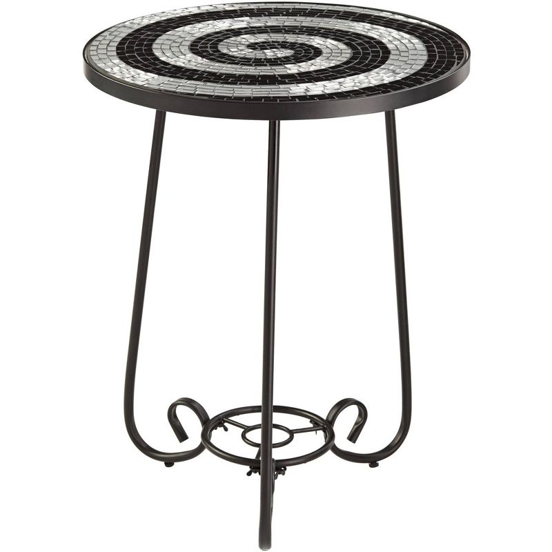 Teal Island Designs Spiral Mosaic Black Iron Outdoor Accent Table