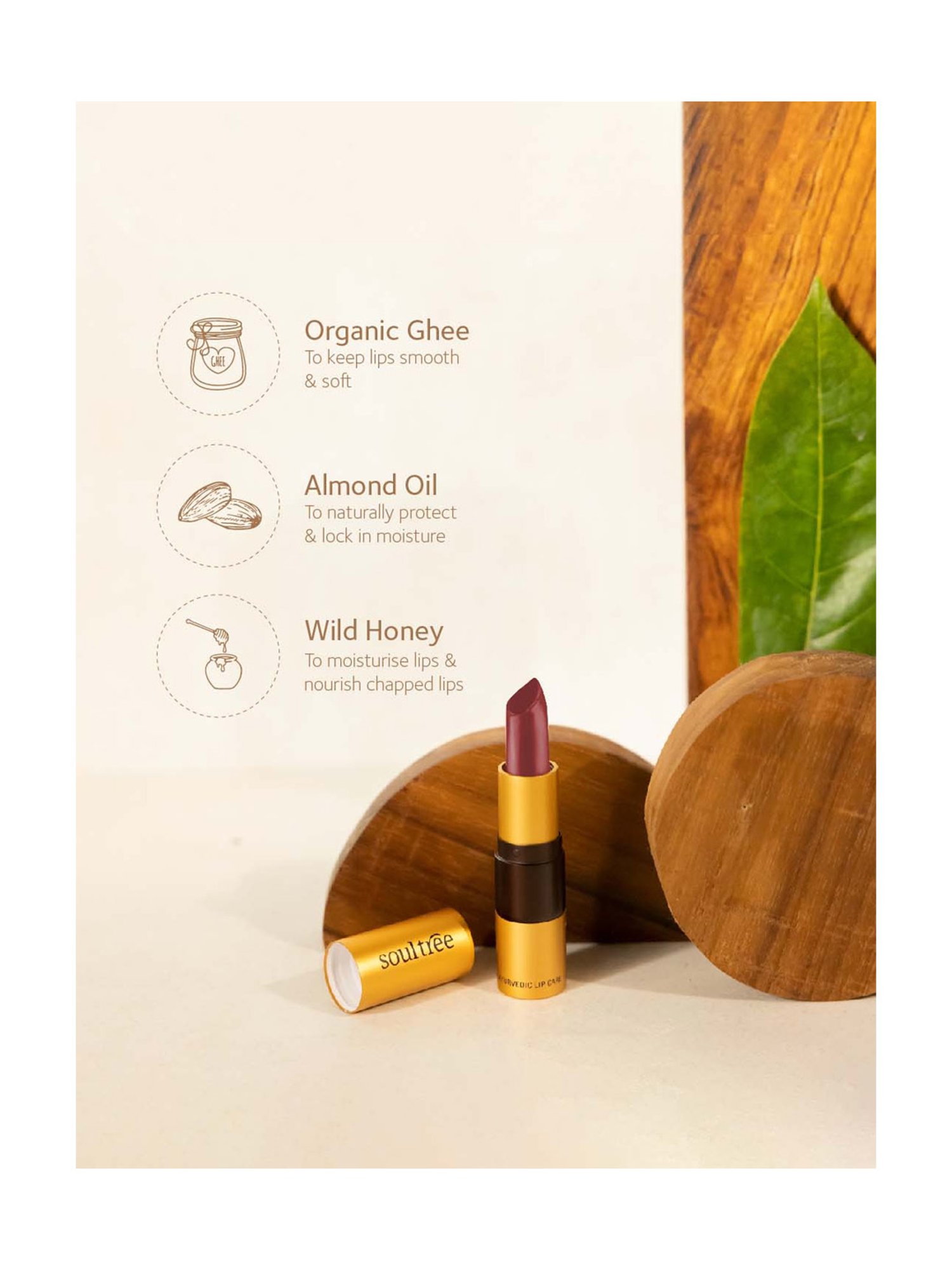 SoulTree Ayurvedic Lipstick - Sunshine 655 - 4 gm | Organic Lipstick