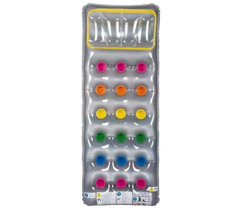 Pool Central 75" 18-Pocket Inflatable 1-Person Swimming Pool Lounger Mattress Float - Gray/Pink