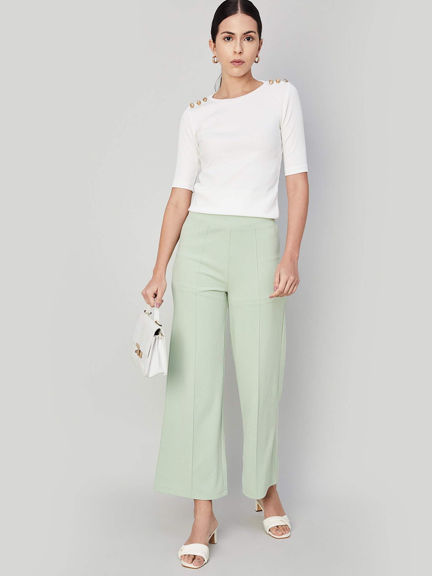 Code by Lifestyle Off White Cotton Regular Fit Top