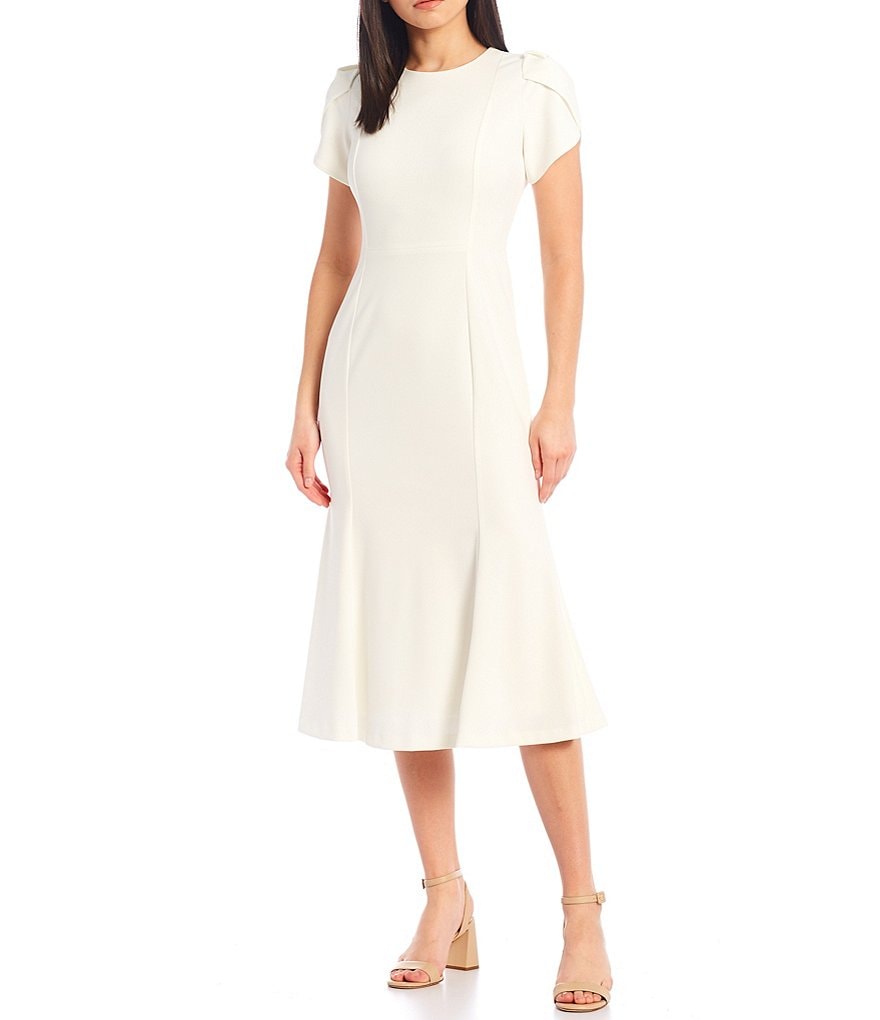 Vince Camuto Halter Bow Neck Sleeveless Midi Dress with Side Seam Pockets