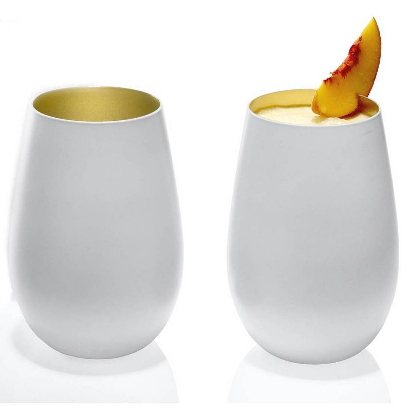 16.5oz 6pk Glass Olympia Tumbler Drinkware Set White/Gold - Stolzle Lausitz