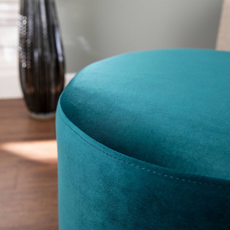 Newstret Round Upholstered Ottoman Cyan - Aiden Lane
