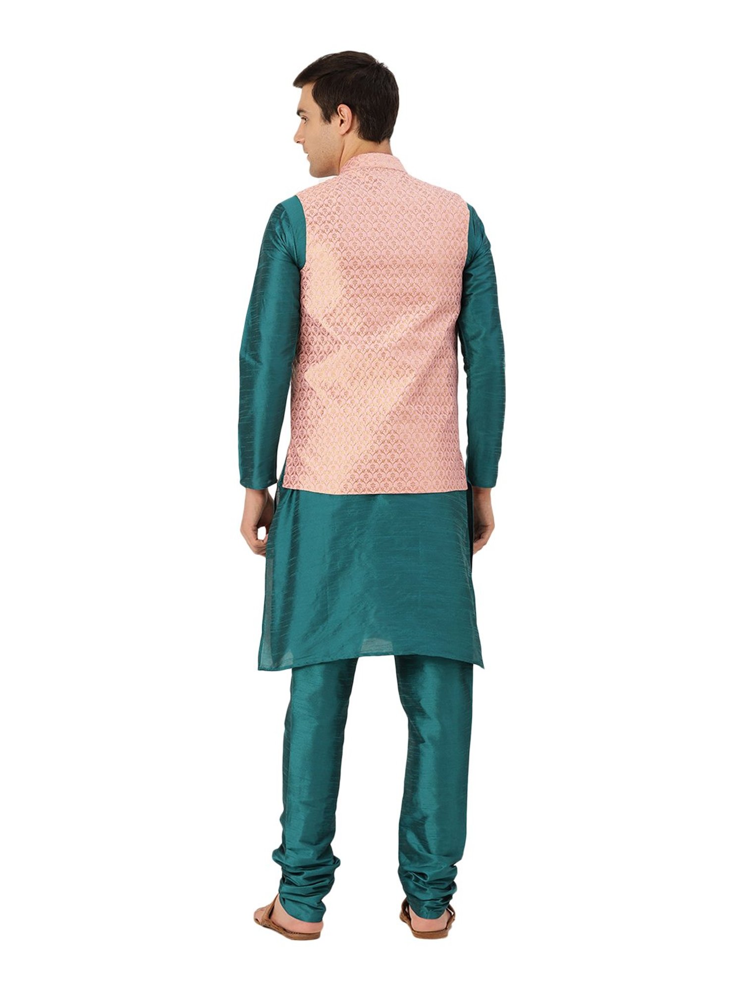 Sojanya Teal Green & Light Pink Printed Suit