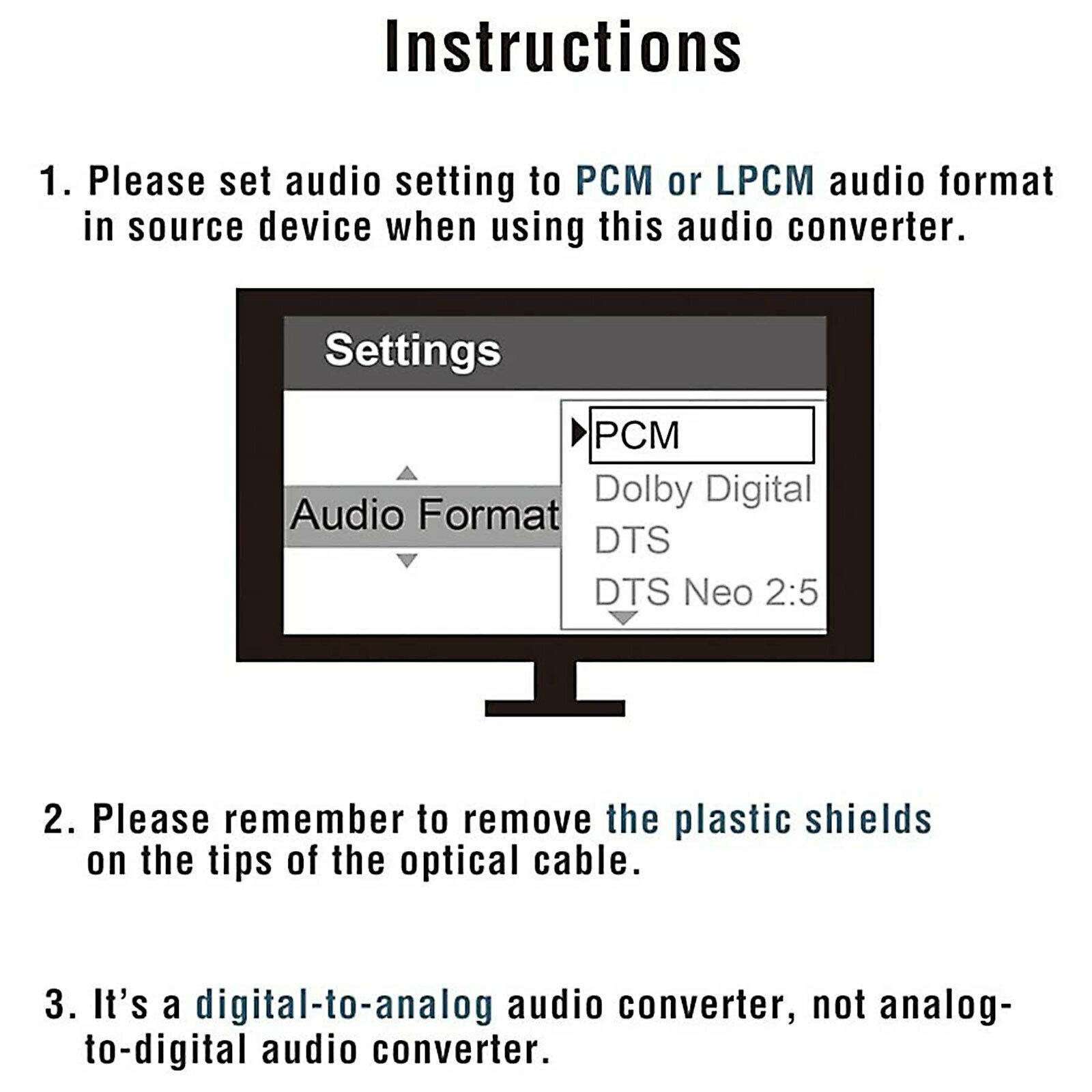 192KHz Digital to Analog Audio Converter Coaxial Toslink Optical Cable RCA 3.5mm