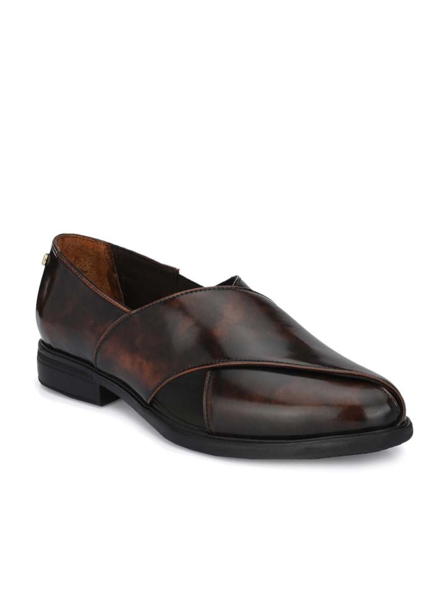 Delize Men's Brown Cross Strap Sandals