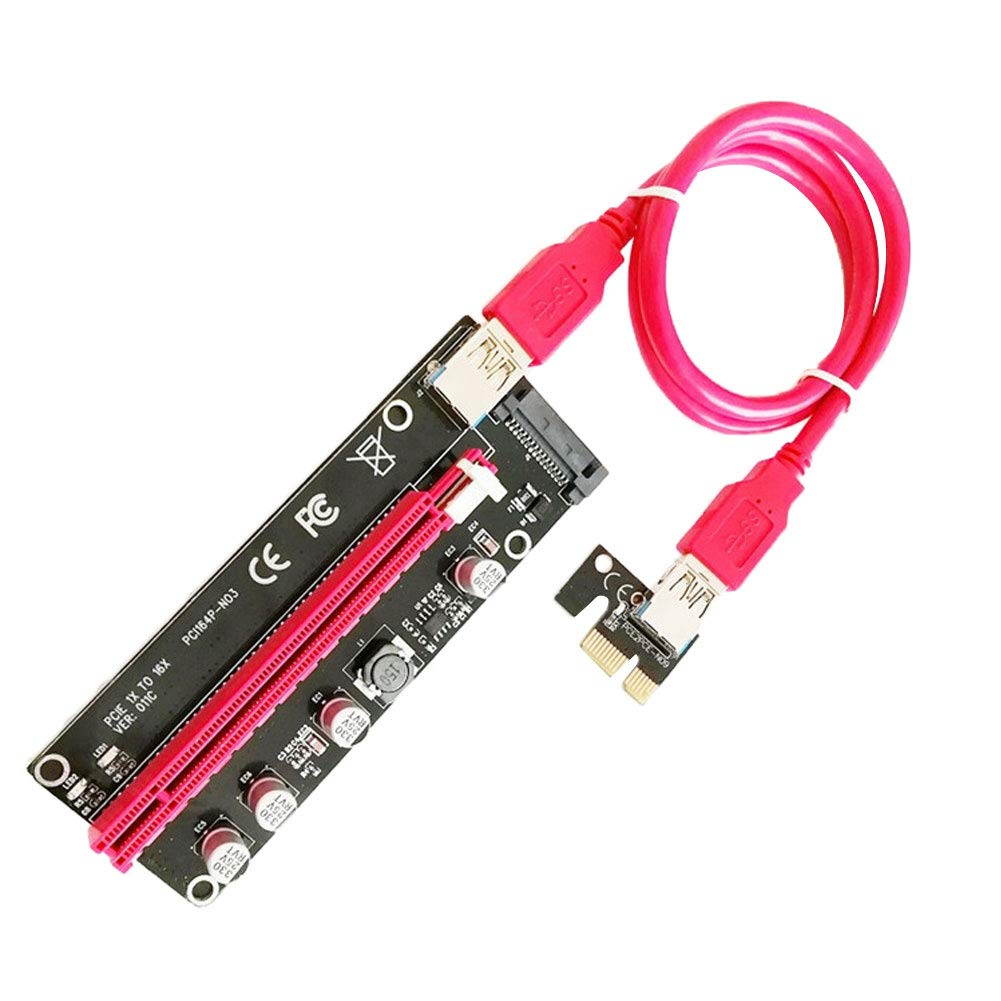 Stanstar  VER011C PCI-E Riser Express Cable 16X to 1X Graphic Extension Wire Adapter Card